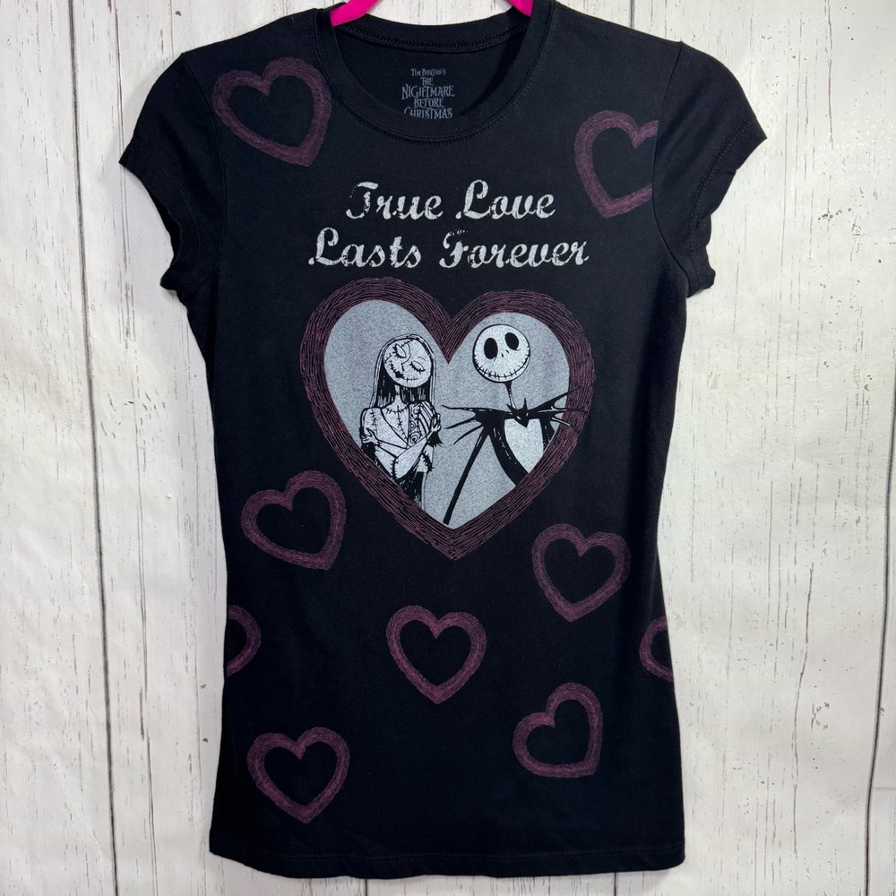 Disney Tim Burton Nightmare Before Christmas True Love Lasts Forever Tee M Goth - Picture 10 of 13